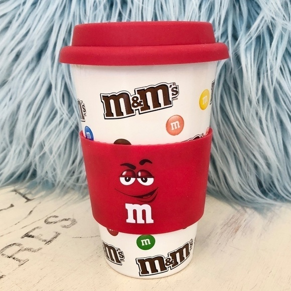 M&M'S Other - M&M's, Candy, 2016 Ceramic Travel Mug, With Silicon Lid & Holder, Nice Condition